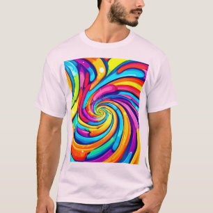 Camiseta Cores giratórias, espiral psicodélica, chao colori