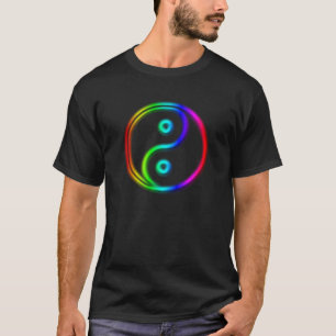 Camiseta Cores legais de luzes de néon yin yang