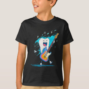 Camiseta Cores Legais e Dente Balançando com Guitarra Elétr
