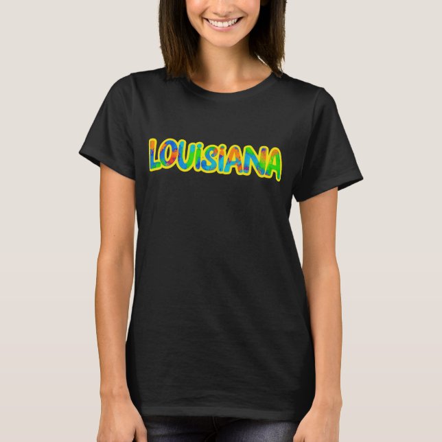 Camiseta Cores Louisiana de Madi Gras e Comida picante (Frente)