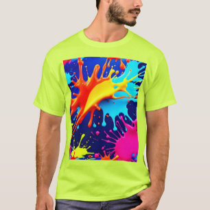 Camiseta Cores Neon Explosivas em Abstrato