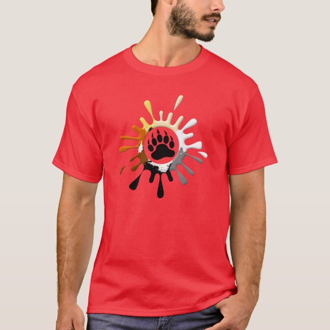 Camiseta Cores Orgulho Urso Gay Pata de Urso (Frente)