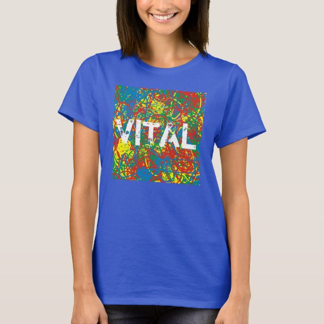 Camiseta Cores quente Mess VITAL amarela azul verde (Frente)