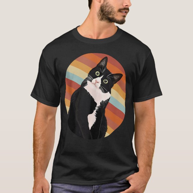 Camiseta Cores Retro do Gato Smoking Para Animal (Frente)