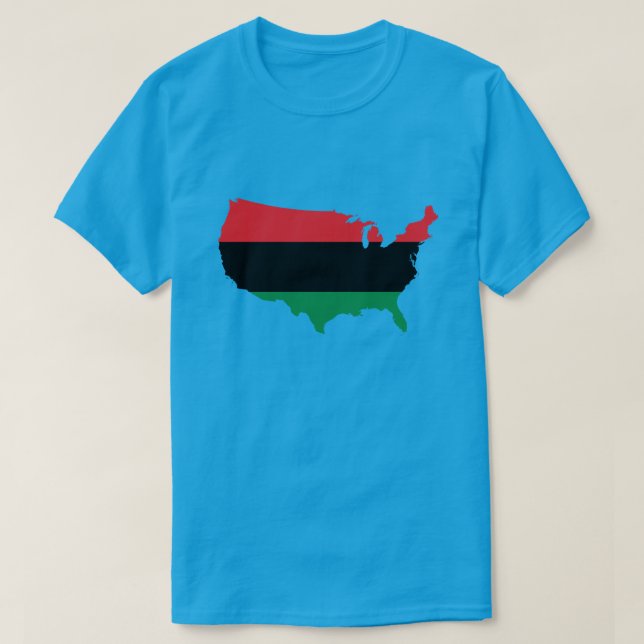 Camiseta Cores Vermelhas, Pretas e Verde - Afro-Americano (Frente do Design)