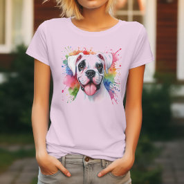 Camiseta Cores Vibrantes do Cão Boxer