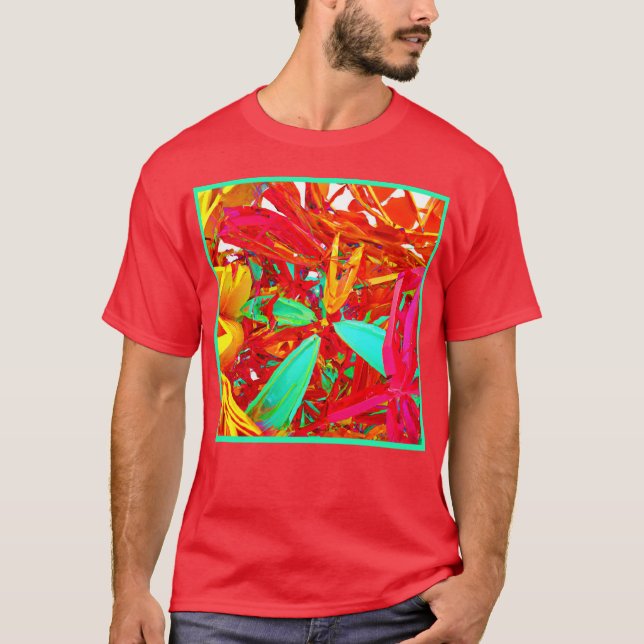 Camiseta Cores Vibrantes Padrão Abstrato (Frente)
