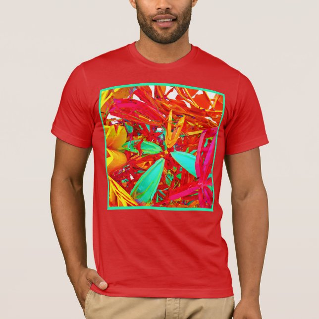 Camiseta Cores Vibrantes Padrão Abstrato (Frente)