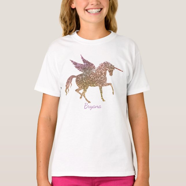Camiseta Cores Voadoras Unicórnio Mágico Estrelas Personali (Frente)
