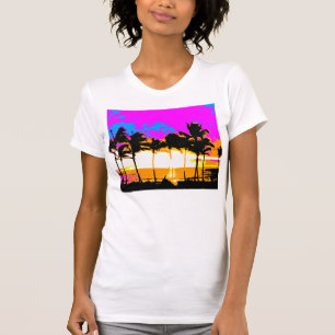 Camiseta COREY TIGER 1980s RETRO VINTAGE PALM TREES SUNSET