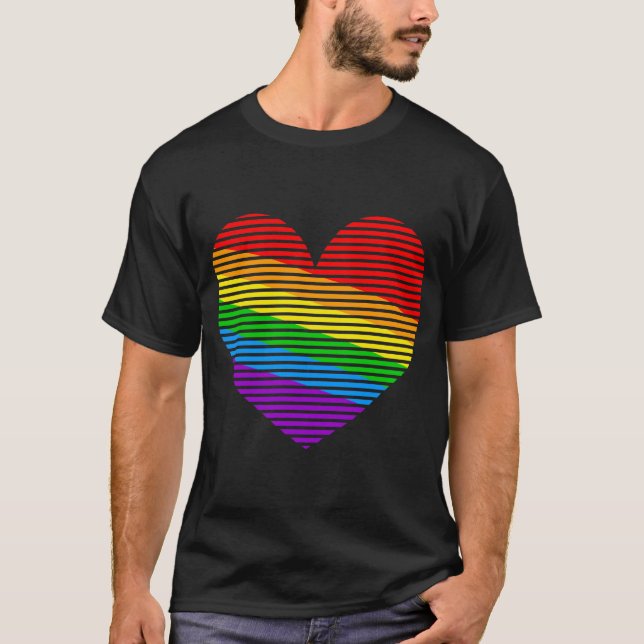 Camiseta Corey Tiger 80s Rainbow Stripe Heart Shirt (Frente)
