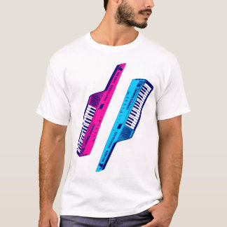 Camiseta Corey Tiger 80s Vintage Keytar Rosa e Azul