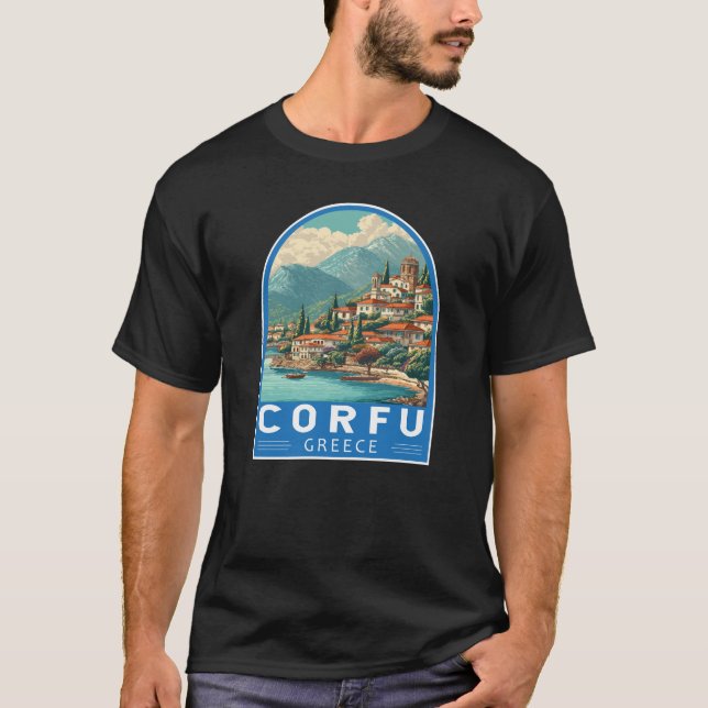 Camiseta Corfu Greece Travel Art Emblem (Frente)