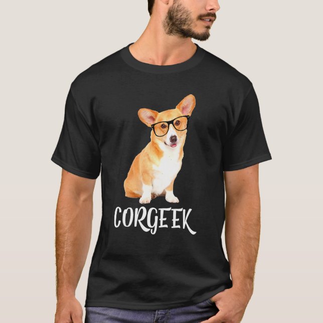 Camiseta Corgeek Corgi Cachorro Geek (Frente)