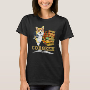 Camiseta Corgeek Reading Books Reading E Corgi Dog