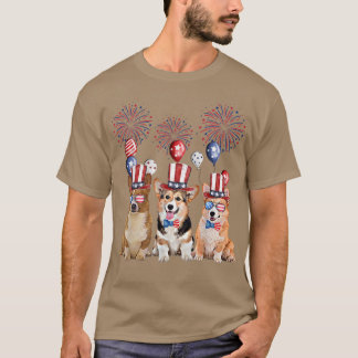 Camiseta Corgi 4 de julho Cachorro Maçãozinho Mulheres Amer