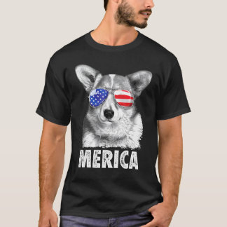 Camiseta Corgi 4 de Julho Merica Homens Mulheres EUA Bandei