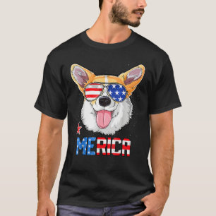 Camiseta Corgi 4 de Julho Merica Masculino Bandeira America