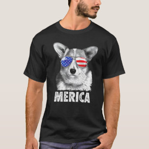 Camiseta Corgi 4 de Julho Merica Óculos de Sol Homens EUA A
