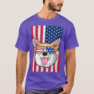 Camiseta Corgi 4th of July American Sunglasses Dog Puppy US