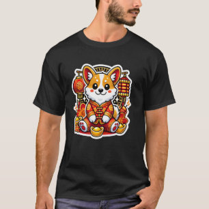 Camiseta Corgi Adorável Zodíaco do Ano Novo Chinês