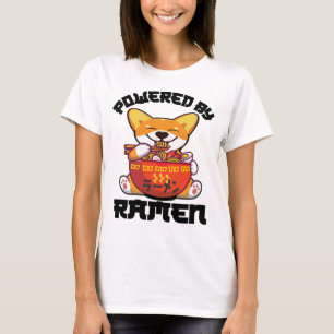 Camiseta CORGI ALIMENTADA POR RAMEN   Kawaii Corgi comendo 