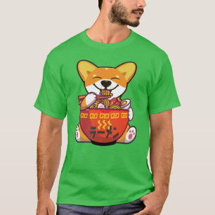Camiseta CORGI, ALIMENTADA POR RAMEN KawaiI Corgi Comendo
