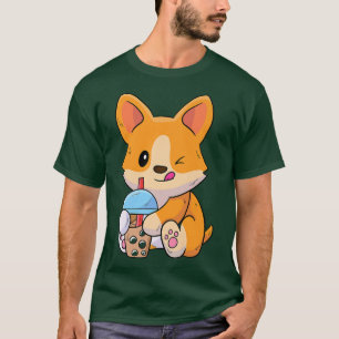 Camiseta Corgi ama Boba Funny Bebendo Boba Tea-531