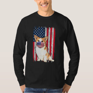 Camiseta Corgi American Flag Dog Veste Face Máscara 4 De Ju