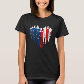 Camiseta Corgi American Heart Flag Dog 4 De Julho