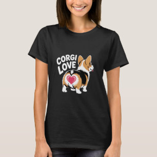 Camiseta Corgi Amor Bunda Coração Design para Donos de Cães