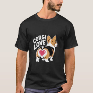 Camiseta Corgi Amor Bunda Coração Design para Donos de Cães