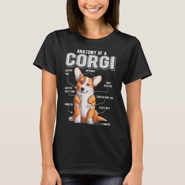 Camiseta Corgi Anatomy Engraçado (Frente)