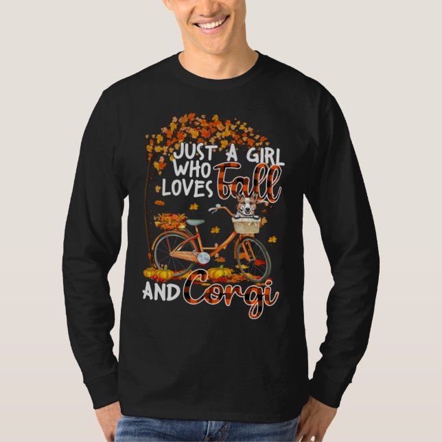 Camiseta Corgi And Fall  Dog Owner Bicycle Thanksgiving (Frente)
