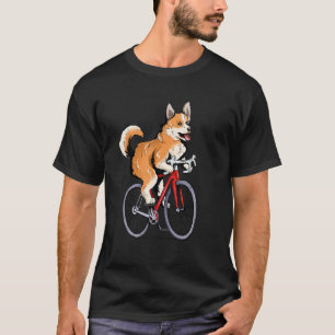 Camiseta Corgi Andando de Bicicleta Ciclista Adorável