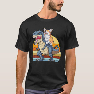 Camiseta Corgi Andando Dinossauro T Rex Cute Corgis