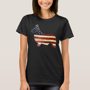 Camiseta Corgi Antigo 4 De Julho Bandeira Americana Dos EUA