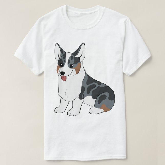 Camiseta Corgi azul de Merle (Frente do Design)