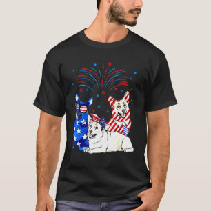Camiseta Corgi Bandeira Americana EUA Patriótico 4 De Julho