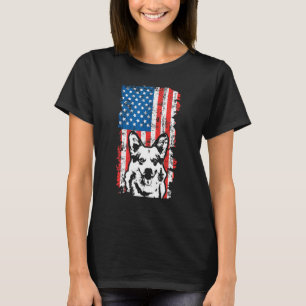 Camiseta Corgi Bandeira Americana Vintage 4 de Julho