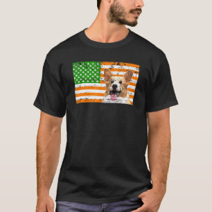 Camiseta Corgi Bandeira Irlandesa Americana Dia de São Patr