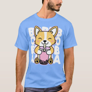 Camiseta Corgi Bebendo Boba