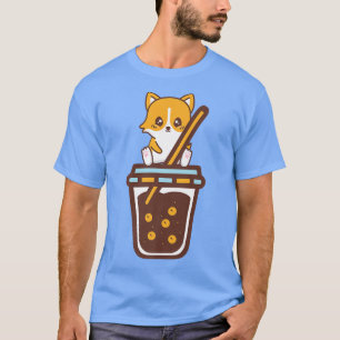 Camiseta Corgi Bebendo Boba Tea Divertido Kawaii Bubble Tea
