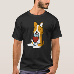 Camiseta Corgi Bebendo Vinho Cachorro