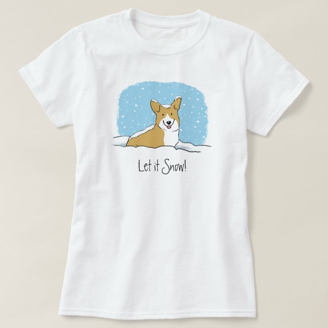 Camiseta Corgi Bonito Deixou nevar Feriado | Dog Lover's (Frente do Design)