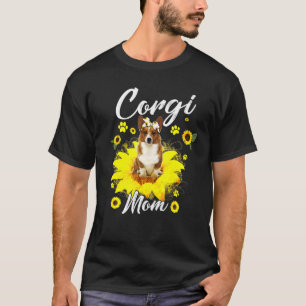 Camiseta Corgi Bonito Mãe Girassol Com Dia de as mães De Pa