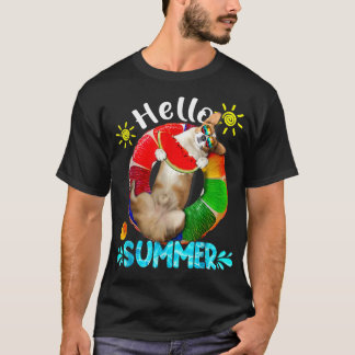 Camiseta Corgi Bonito Nadando Piscina Comendo Melancia Hell