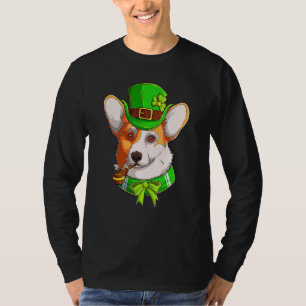 Camiseta Corgi Bonito Pub Irlandês Amante do Trevo Dia de S