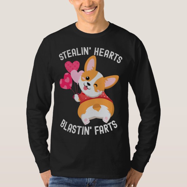 Camiseta Corgi Breakin Hearts Blastin Farts Valentines Day  (Frente)