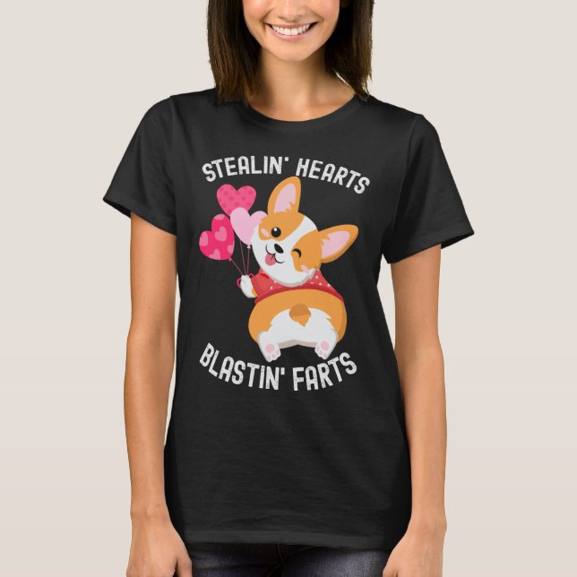 Camiseta Corgi Breakin Hearts Blastin Farts Valentines Day  (Frente)